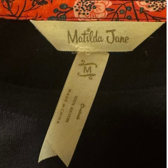 Matilda Jane Make Believe Night Owl Maxi Dress M Rayon Short Roll Tab Sleeve - Picture 3 of 5